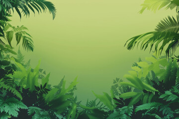 Fototapeta na wymiar A lush green jungle with a green background