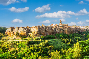 Fototapeta na wymiar Panoramic view at the Pitigliano old town, Grosseto province, Tuscany, Italy