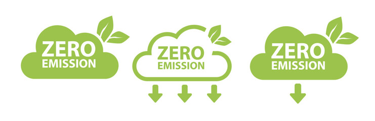 Zero Emission. Carbon neutral. Zero greenhouse gas emissions objective. Vector