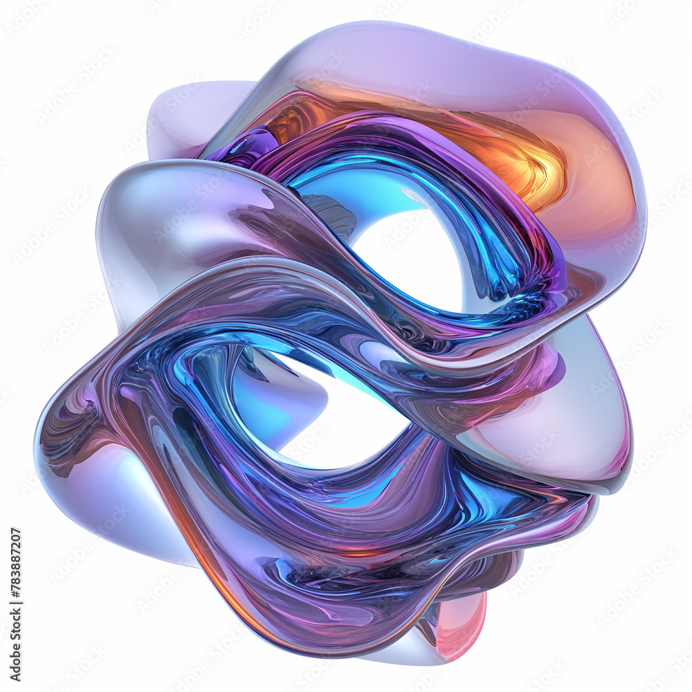 Poster fluid round 3d shape of liquid splash of holographic glass in motion. iridescent liquid sphere.