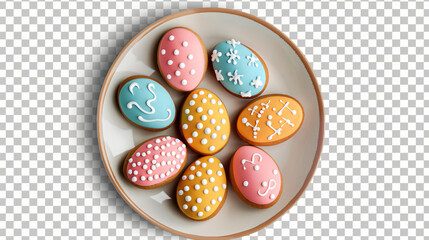 Plate of Easter Egg Cookies Isolated