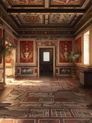 Enchanting Ancient Roman VillaStunning Frescoed Walls and Mosaic Design