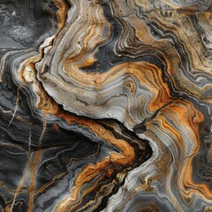 Close view of swirling patterns in a marble rock