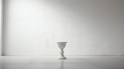 Pedestal with classic column shape in empty white room. - obrazy, fototapety, plakaty