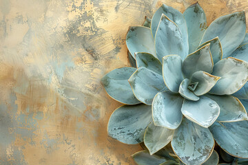 A blue flower with a gold background. The flower is the main focus of the image. The gold background adds a warm and inviting touch to the scene - Powered by Adobe