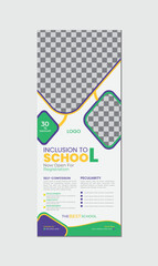 Modern and creative school admission Roll Up Banner template