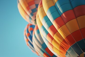 Bright multi-colored hot air travel balloon close-up