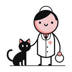 Whiskered Wellness Doctor Cat Vector Illustration - obrazy, fototapety, plakaty