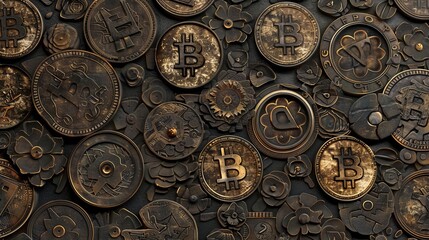 bitcoin, tileable, design - obrazy, fototapety, plakaty