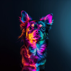Neon Chihuahua Portrait. Dog Lovers