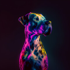 Neon Great Dane Portrait. Dog Lovers