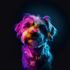 Neon Havanese Portrait. Dog Lovers