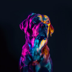 Neon Labrador Retrieve Portrait. Dog Lovers