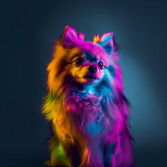 Neon Pomeranian Portrait. Dog Lovers