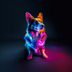 Neon Pembroke Welsh Corgi Art. Dog Lovers