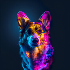Neon Pembroke Welsh Corgi Photography. Dog Lovers