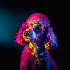 Neon Poodle Portrait. Dog Lovers