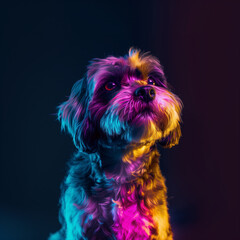 Neon Shih Tzu Portrait. Dog Lovers