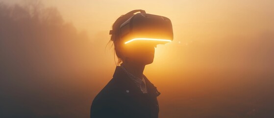 Consciousness Transfer, Nanotechnology, Personal Identity, Virtual Reality Chamber, Foggy, Photography, Golden Hour, Depth of Field Bokeh Effect , Silhouette shot