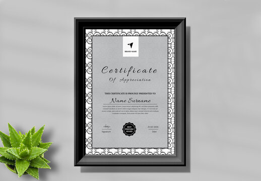 Portrait Certificate Template Layout