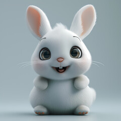 A cute and happy baby rabbit 3d illustration