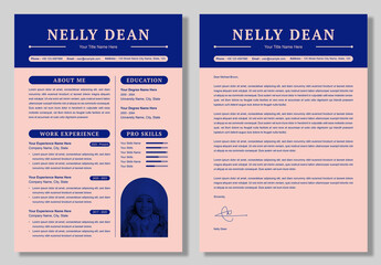 Resume Layout With Pink And Blue Accents - obrazy, fototapety, plakaty