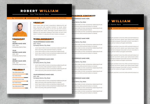 Resume Layout With Yellow Accents