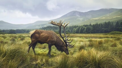 Majestic Irish Elk in Lush Meadow