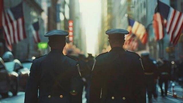 Police Officers Standing Guard at a Patriotic Event