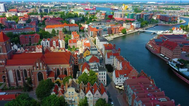 Aerial view of Targ Rybny in Gdansk