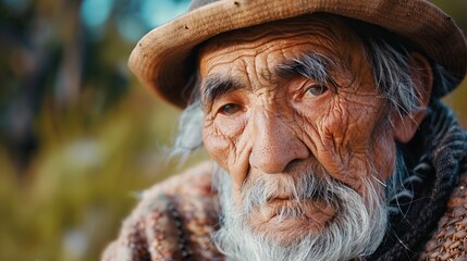 Yaghan Elder from Tierra del Fuego - obrazy, fototapety, plakaty