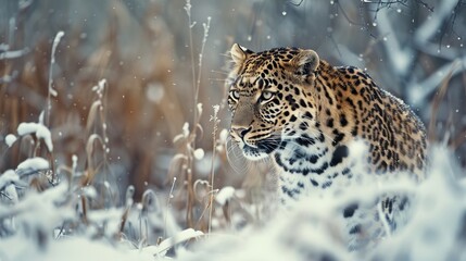 Majestic Amur Leopard in Winter