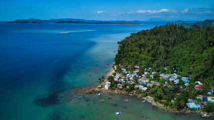 Aerial view Beaches, towns, sunsets in el nido nacpan port barton the Philippines. 