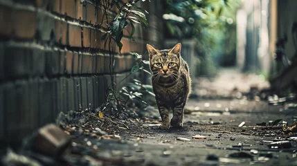 Foto op Plexiglas Stray Cat in Alleyway © AlissaAnn