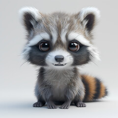 A cute and happy baby racoon 3d illustration