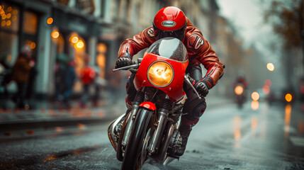 Vintage motorcycle racing on streets