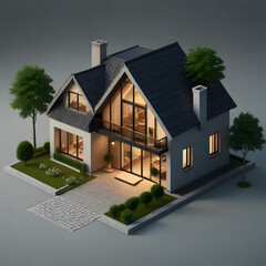 3d rendering of isometric house ai generated