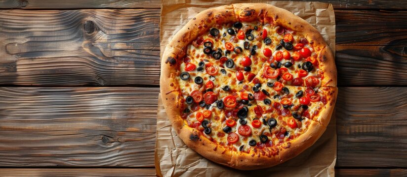 Pizza paperone lies on a wooden table