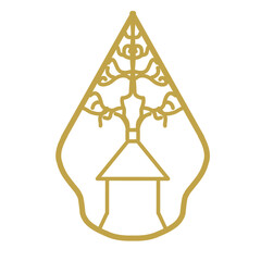 vector gunungan wayang jawa line