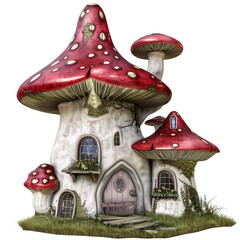 Mushroom house element_hyperrealistic_hyper detailed_isolated on transparent background