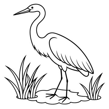 recommend clip art: Cute Heron coloring page line art vector