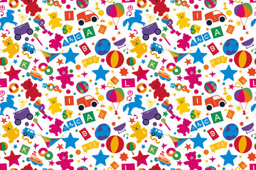 Obraz premium Colorful children's toys and alphabet blocks pattern