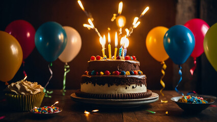 
White Birthday cake with colorful Sprinkles over a blue background.

 - obrazy, fototapety, plakaty