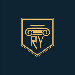 RY Initials Law Firm Logo Lawyer logo with creative law element - obrazy, fototapety, plakaty