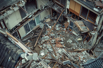 Destroyed home from earthquake.