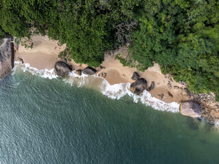 beautiful beach with green waters seen from above