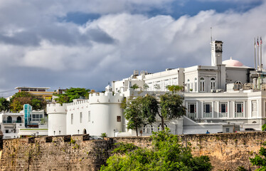 San Juan, Puerto Rico - March 26, 2024: La Fortaleza, a monumental fortification incorporating residence of the island's governor, dating from 16th-century in the old town of San Juan, Puerto Rico
