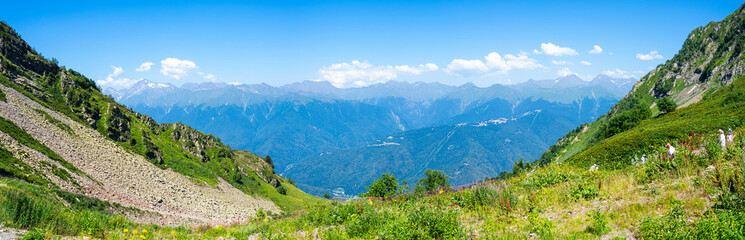 Magnificent view of the Caucasus Mountains in summer - panorama