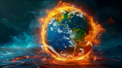 Earth with its landmasses turning into a boiling lava soup - obrazy, fototapety, plakaty