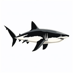 Fototapeta premium black and white sketch of a shark on a white background